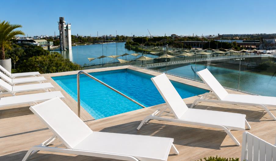 Rooftop hotel pool